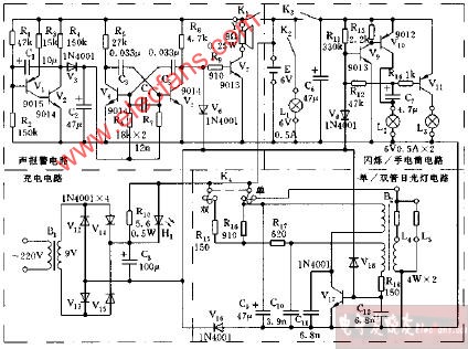 便捷式多功能应急灯电路图