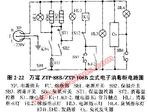 万富ztp88bztp108b立式电子消毒柜电路图