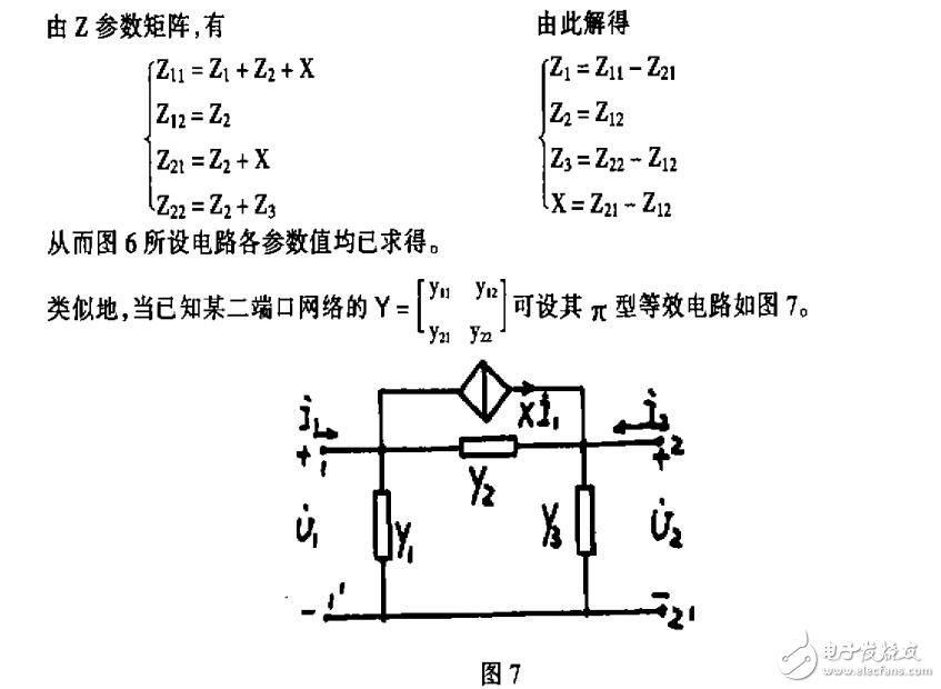 二端口网络的等效电路       通过以上分析,可以看出,当已知z参数时