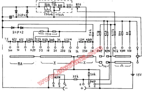 mf50型万用表电路图