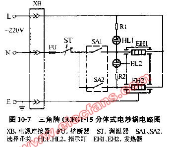 三角牌ccfg型分体式电炒锅电路图