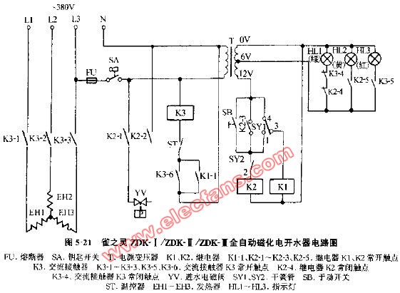 雀之灵zdk型全自动磁化电开水器电路图