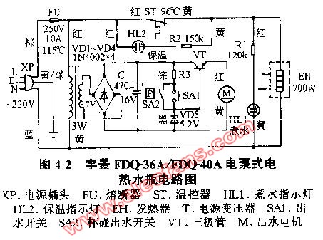 宇景fdq36fdq40a电泵式电热水瓶电路图