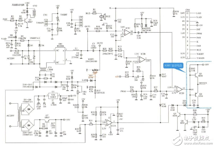 电磁炉温度检测电路图大全（高频/IGBT/传感器温度检测电路详解）