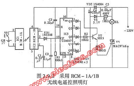 无线电遥控照明灯电路图