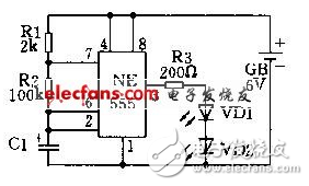 ne555闪烁灯电路图大全（频闪灯/振荡电路/闪光电路）