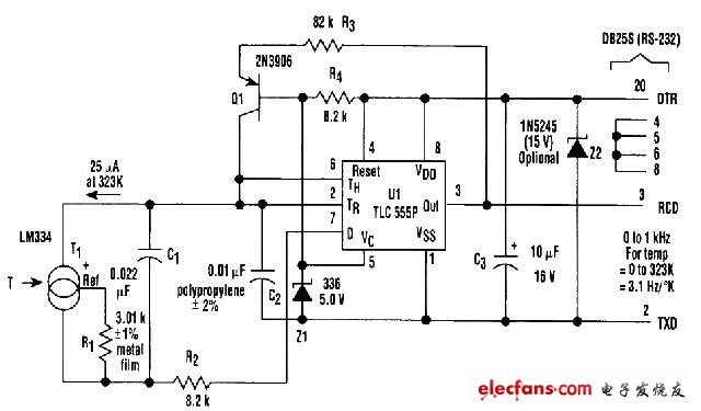 RS232绝对温度记录仪电路