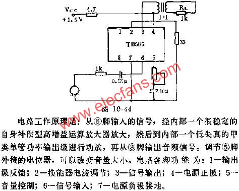 TB505助听器电路的应用电路图  www、elecfans、com