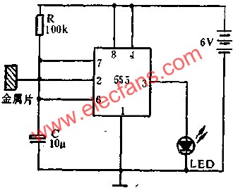 555電路組成自動控制燈電路圖