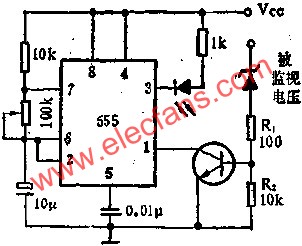 时基集成电路组成过压指示电路图 www、elecfans、com