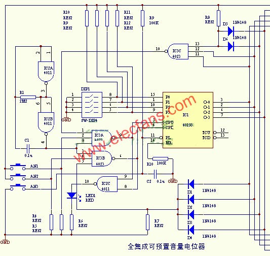 全集成电路制成的可预置的电子电位器  www。elecfans。com
