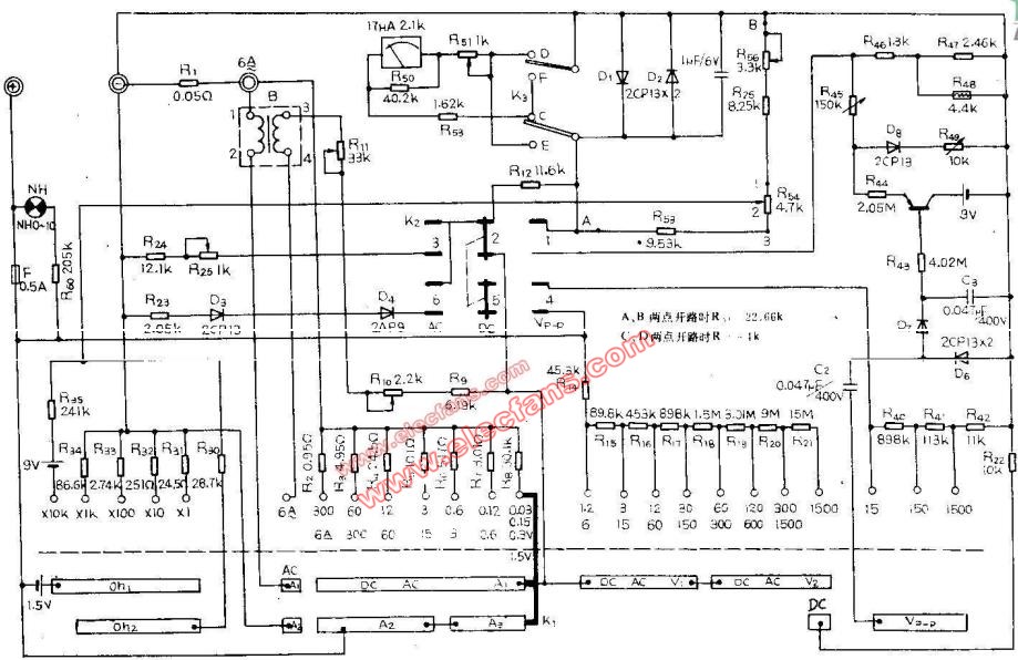 mf67型萬用表電路圖-華強資訊-華強電子網