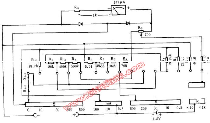 mf16型萬用表電路圖