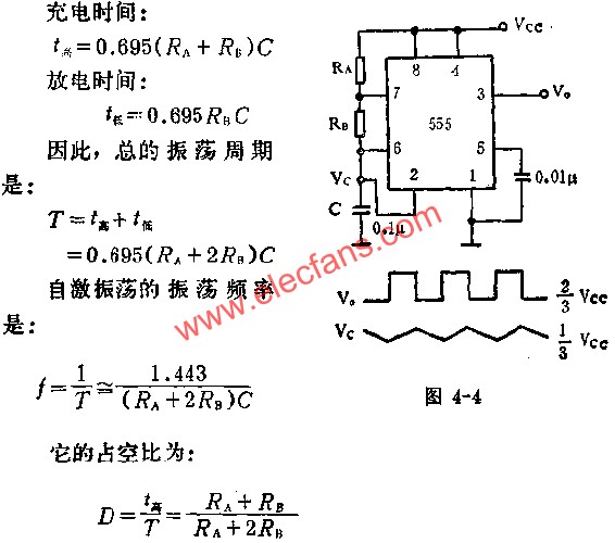 采用555时基集成电路,可以组成多种形式的自激多谐振荡器,如图所示.