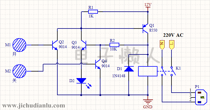 触摸式电器开关电路的效果图演示基础硬件电路图讲解