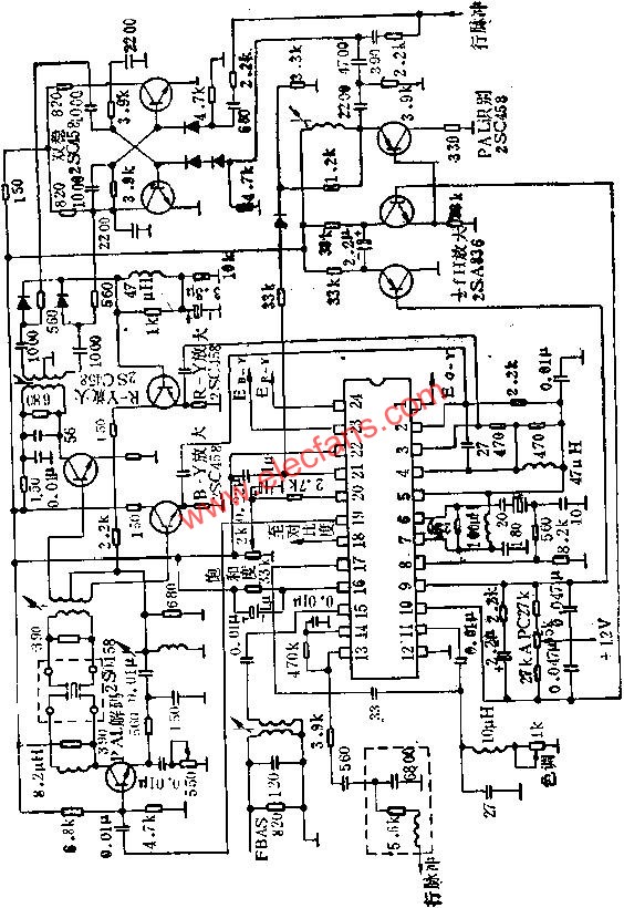 KC580C彩色解码电路的应用电路图  www、elecfans、com